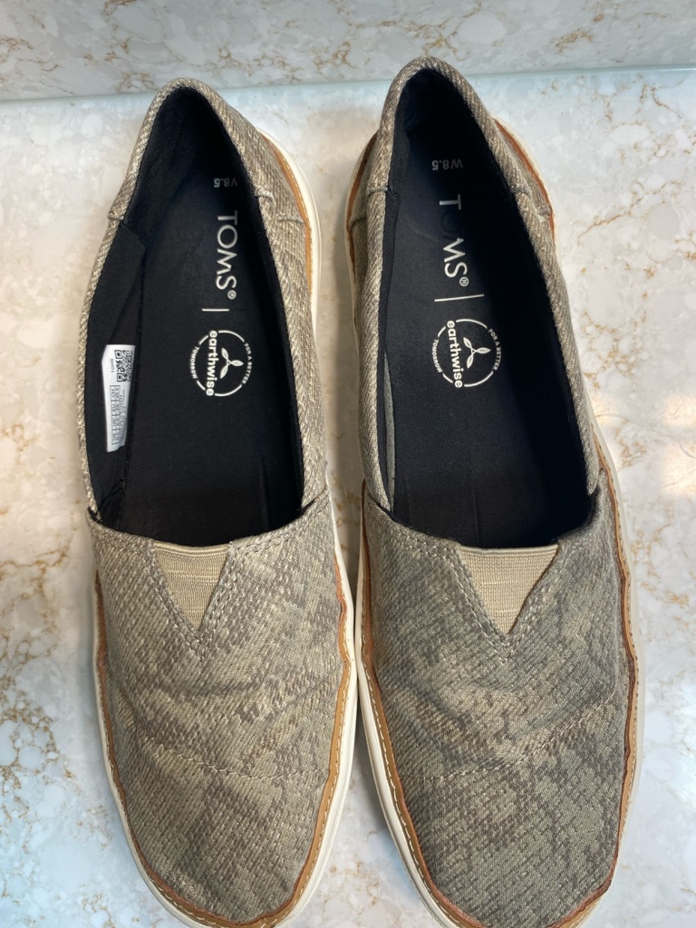 TOMS Men’s Slip-On Loafers in Taupe Woven Fabric
